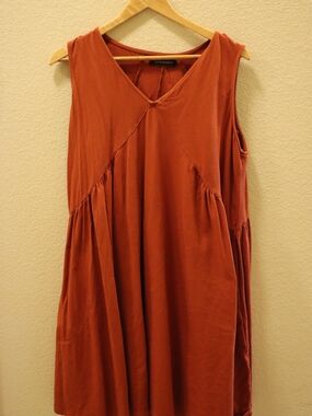 Rust Red Sleeveless Swing Dress